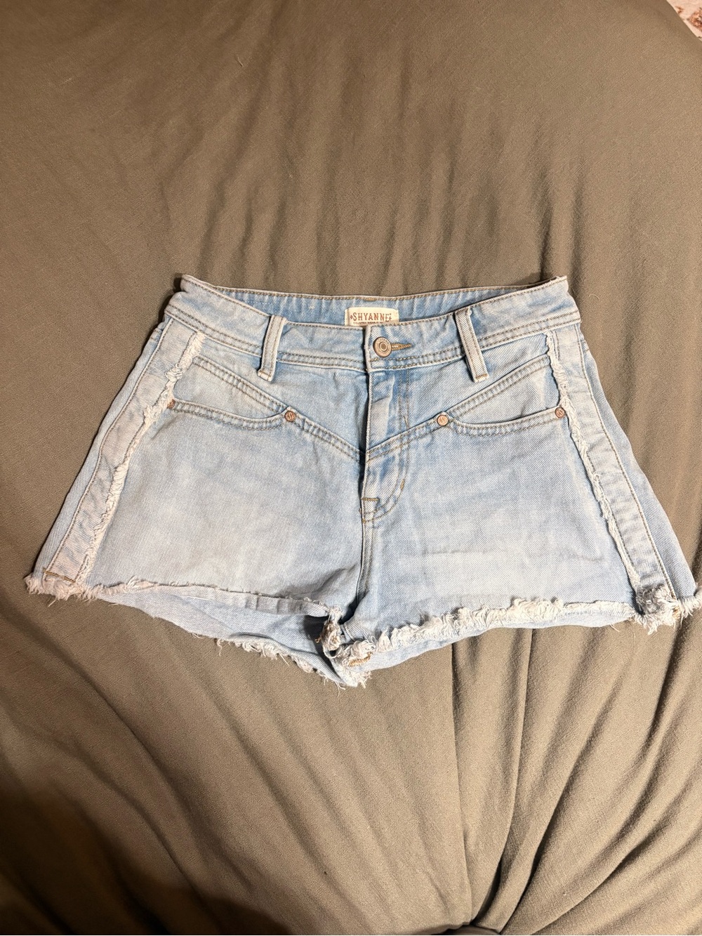Shyanne Pale Blue Distressed Denim Cutoff Shorts